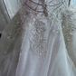 Gorgeous Silver Tulle Beaded Mermaid Long Wedding Dress Formal Bridal Dress SP1450