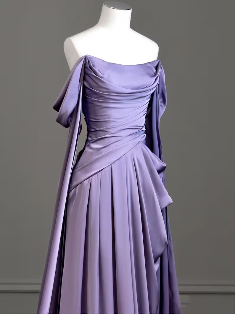 Modest Purple Satin Long Prom Dress,Purple Evening Dress  Y2589