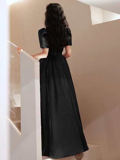 Black evening dress, new style satin prom dress,princess birthday dres Simplepromdress Black evening dress, new style satin prom dress,princess birthday dres Simplepromdress
