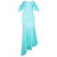 Classy Blue Satin Chiffon Off The Shoulder Party Dress,Mermaid Long Evening Dress Y8709