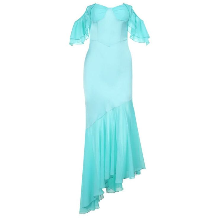 Classy Blue Satin Chiffon Off The Shoulder Party Dress,Mermaid Long Evening Dress Y8709