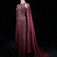 Gorgeous Burgundy Sleeveless Chiffon Beaded Mermaid Long Evening Dress Backless Birthday Dress SP1786