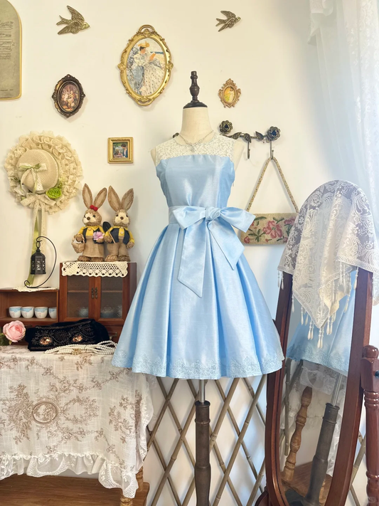 Simple Blue Satin Lace A Line Short Birthday Outfits Formal Homecoming Dress Y9475