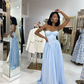 Beautiful Blue Strapless A Line Bridesmaid Dress Princess Birthday Party Dress Y8809