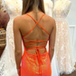 Lace-Up Sequin Short Homecoming Dress with Slit Y2947