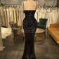 New Sexy Black Prom Dresses Mermaid Sparkly Crystals Cocktail Dresses Spaghetti Beach Evening Dresses For Women Y4694