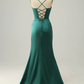 Dark Green Spaghetti Straps Mermaid Prom Dress Y4506