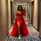 Stunning Red Mermaid Evening Dress With Split For Black Girls Y5332