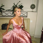 Elegant A Line V Neckline Pink Satin Evening Dress Bridesmaid Dress Y8808