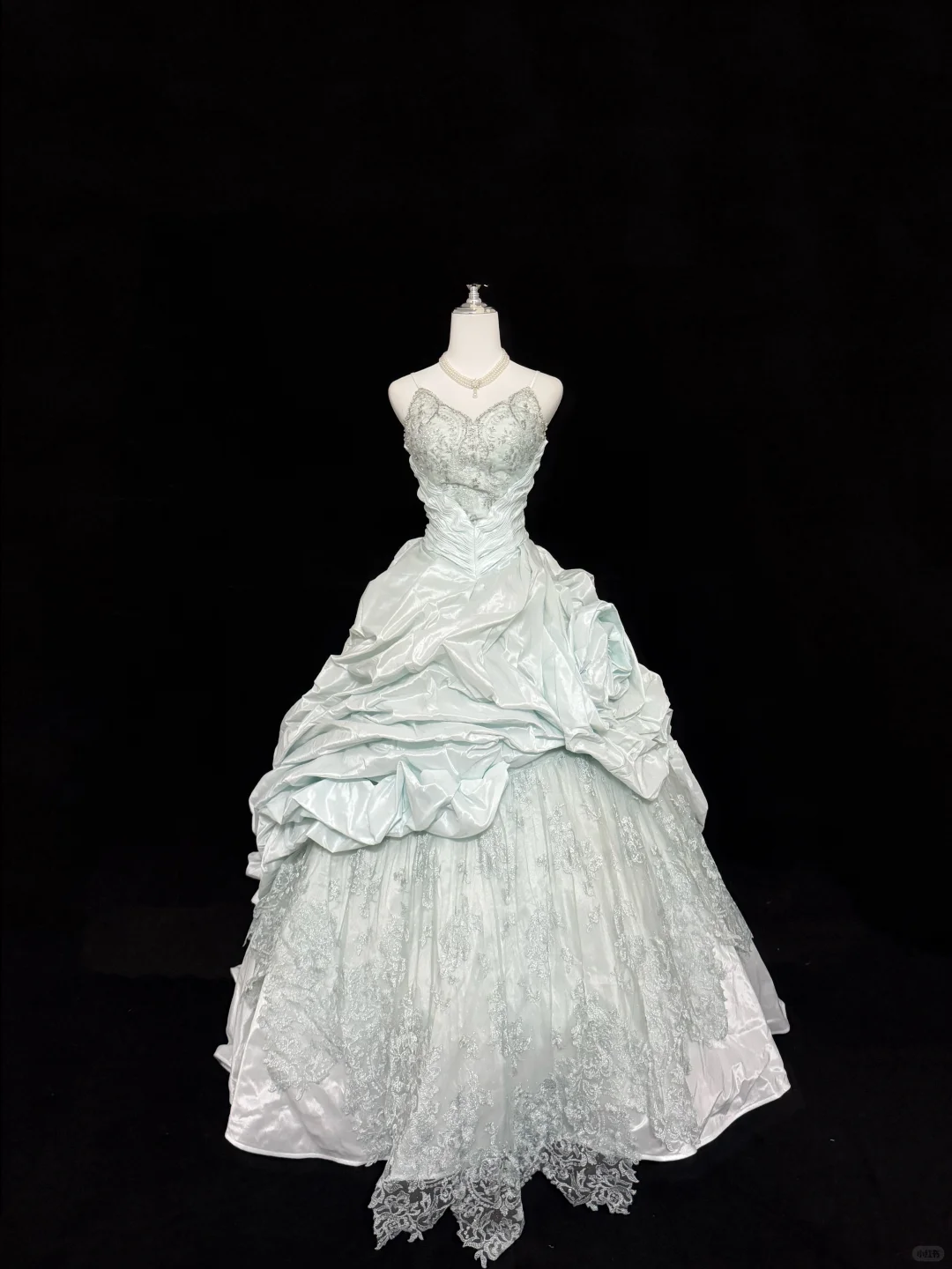 Glamorous Spaghetti Straps V Neck Lace Satin Pleated Floral Quinceanera Dress Sweet 16 Dress SP2219