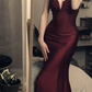Spaghetti Straps Burgundy Mermaid Long Prom Dress S20254