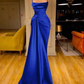 Charming Burgundy Spaghetti Straps Pleated Mermaid Prom Dress Long Evening Dress Y8052
