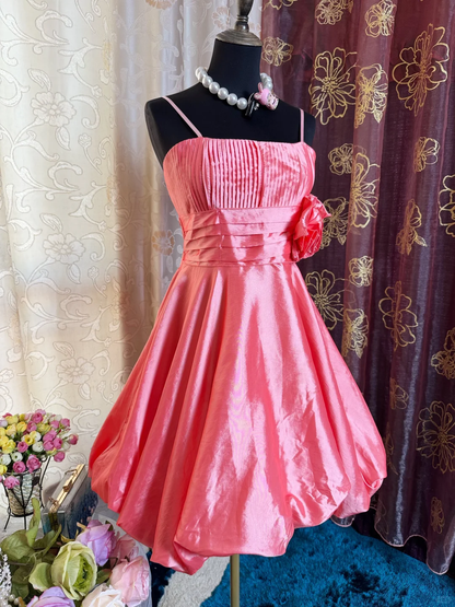 Pretty Pink Spaghetti Straps Satin A Line Short Prom Dress Homecoming Dress SP81