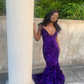 Dark Purple Sequins Prom Dress For Black Girl Y4688