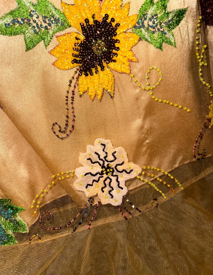 Gorgeous Sleeveless Gold Beaded Sequin Mermaid Evening Dress Long Prom Dress SP1064