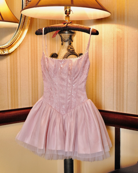Elegant Spaghetti Straps Tulle Lace A Line Short Birthday Dress,Pink Short Graduation Homecoming Dress SP3211