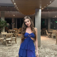 Blue Cut Out Tie Back Layered Hem,Short Prom Dress,Boho Dress  Y4696