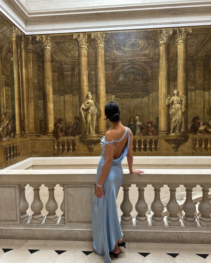 Classy Blue Satin Mermaid Long Wedding Dress Party Dress  SP1093