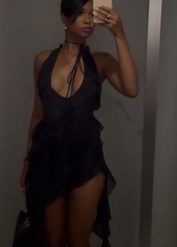 Sexy Black Halter Chiffon Sheath Cocktail Dress Formal 8th Grade Homecoming Dress Y9139