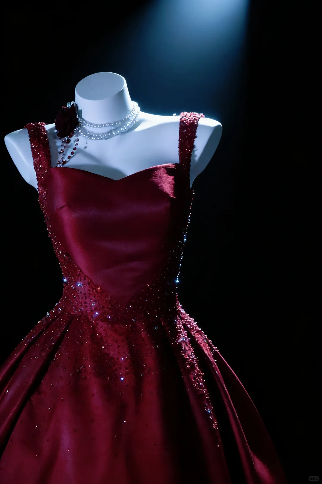 Gorgeous Spaghetti Straps Satin Beaded Ball Gown Burgundy Long Party Dress Birthday Dress SP2039