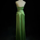 Chic Green Spaghetti Straps Satin Beaded Prom Dress Evening Dress Y8555