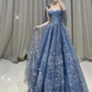 Blue Tulle Prom Gown Evening Dress Long Prom Dress Y4901