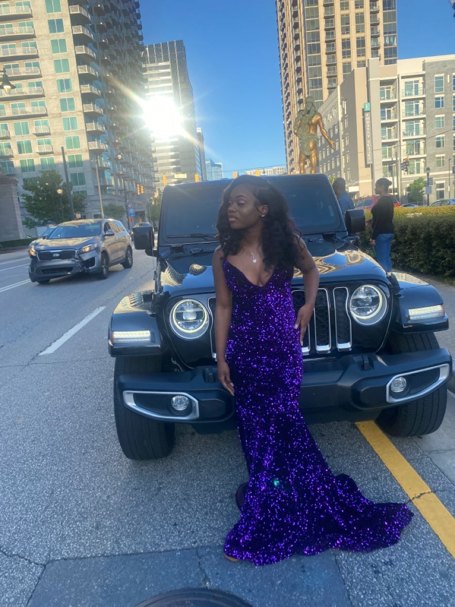 Dark Purple Sequins Prom Dress For Black Girl Y4688