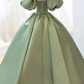 Satin Ball Gown Long Prom Dress Short Sleeves Evening Dress Y4313