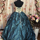 Retro Sweetheart Teal Satin Tulle Pleated Quinceanera Dress Birthday Ball Gown SP481
