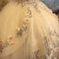 Champagne quince dress with flowers forest sweet 16 dress off the shoulder ball gown Y3026