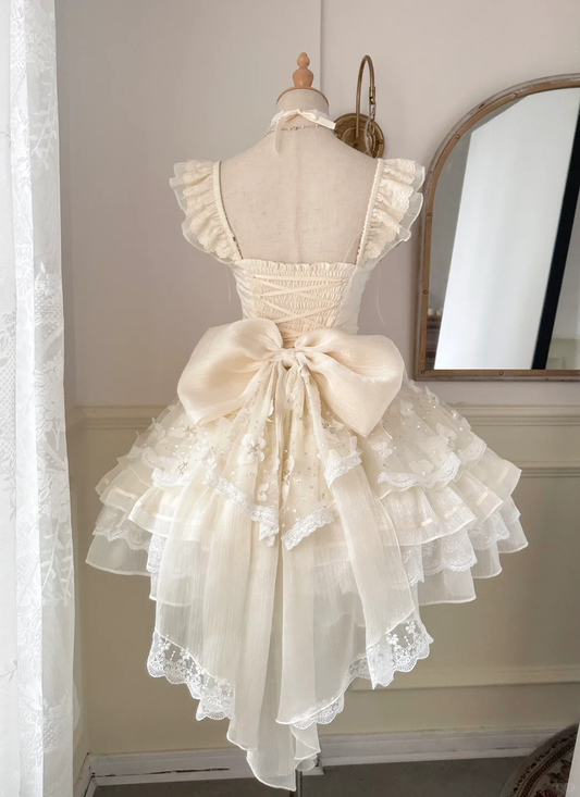 Sweet Light Champagne Tulle Layered Short Birthday Dress Formal Homecoming Dress Y8925
