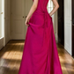 Fashion A Line Evening Dress Hot Pink Satin Prom Dress Y7717