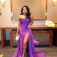 Elegant Purple Sweetheart Satin Evening Dress,Purple Dinner Dress Y6694