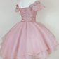 Princess Pink Lace Applique Short Homecoming Dress ,Y2502