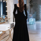 Black evening dress,high sense velvet long sleeve evening dress, custom made Y2934