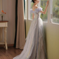 Purple Off Shoulder Sequin Tulle Long Prom Dress, Purple Formal Evening Dresses Y4659