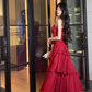 Sexy Spaghetti Straps Red Chiffon Ruffles Mermaid Long Party Dress Formal 20th Birthday Outfits SP1994
