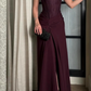 Elegant Spaghetti Straps Burgundy Lace Satin Slit Mermaid Long Party Dress Birthday Prom Dresses SP1224