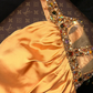 Vintage One Shoulder Orange Satin Beaded Mermaid Prom Dress Long Party Dress SP676