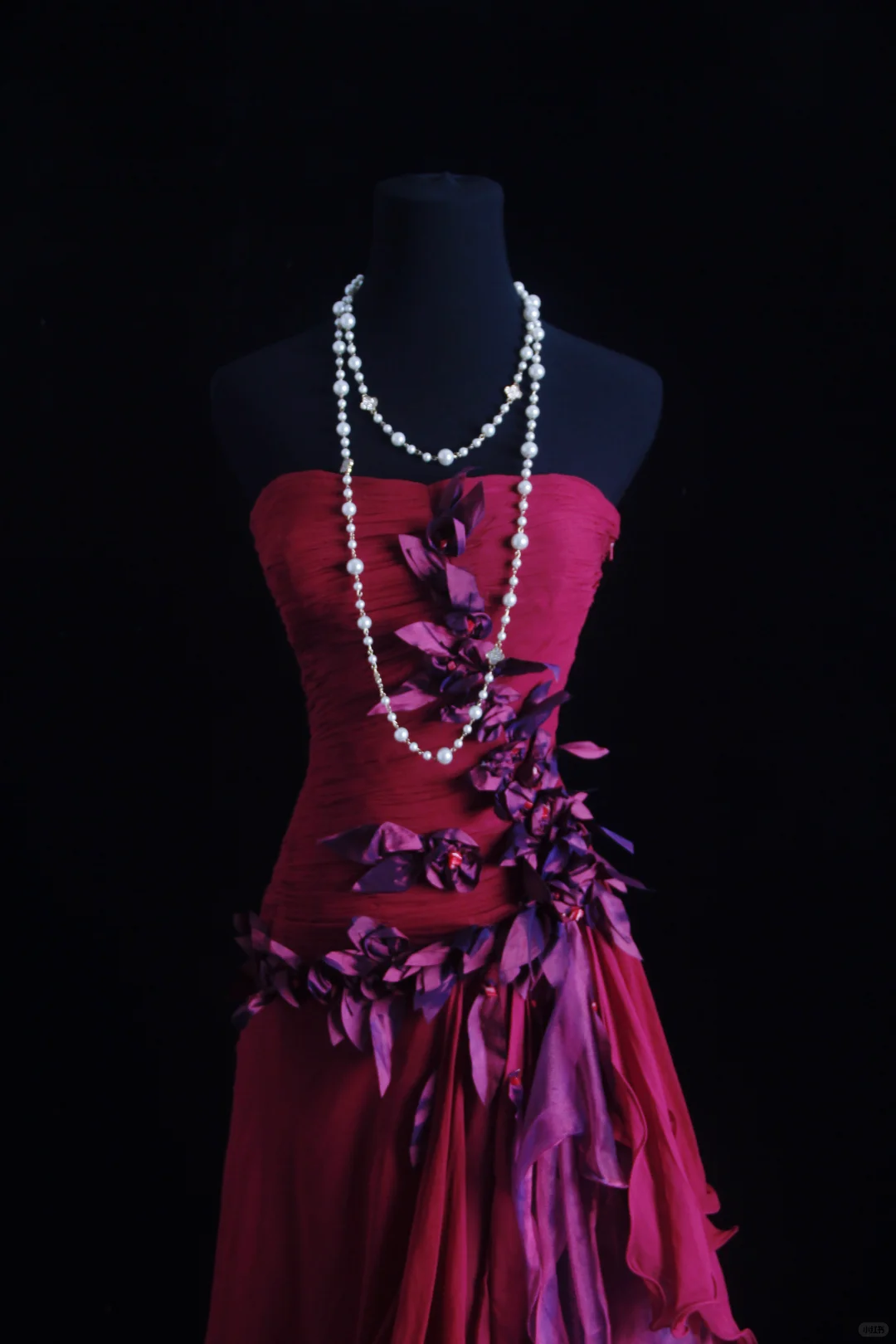 Charming Fuchsia Chiffon Appliques A Line Long Party Dress Strapless Prom Dress SP2152