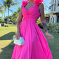 Chiffon A Line Ruffle Prom Dresses for Women V Neck Long Bridesmaid Dresses Backless Formal Evening Gowns  Y3043