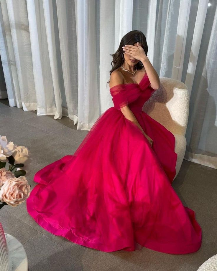 Off The Shoulder Hot Pink A-Line Evening Prom Dress Y6554 Simplepromdress Off The Shoulder Hot Pink A-Line Evening Prom Dress Y6554 Simplepromdress