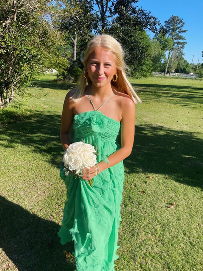 Chic Green Long Prom Dress,Wedding Guest Dress,Y2513