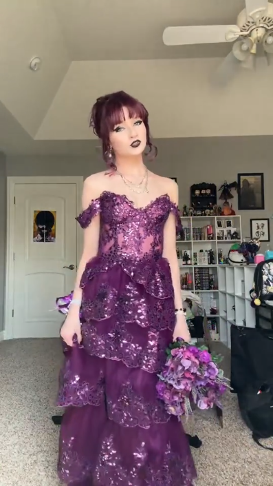 Charming Purple Tulle Sequin Appliques Layered Long Party Dress Off The Shoulder Prom Gowns SP4257