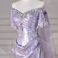 Glitter Lilac Sequin Tulle Beaded Mermaid Slit Evening Dress,Off The Shoulder Tulle Appliques Prom Dress Y8632