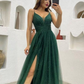 Emerald Green Glitter Maxi Tulle Prom Dress,Wedding Guest Dress,Wedding Reception Dress Y6329