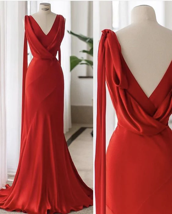 Red Shimmering Long Prom Dresses, Elegant Prom Dresses Y5727