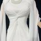 Classy Spaghetti Straps White Chiffon Beaded Mermaid Long Evening Dress Formal Birthday Prom Dresses With Cape SP1381