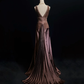 Vintage Brown Satin Chiffon Beaded Mermaid Long Party Dress Birthday Prom Dress SP1860