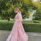 Elegant Pink A-line Tulle Prom Dress,Pink Fairy Dress Y6318